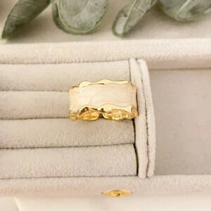 925 Sterling Silver Gold Ring Wavy Modern Ring Geometric Ring Band